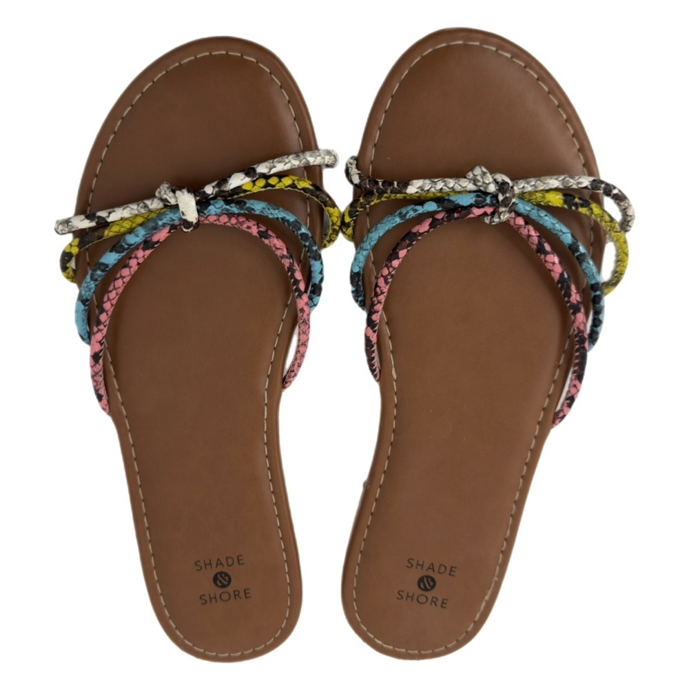 Shade & Shore Women's Eliza Multicolor Snake Print Braided Strappy Sandal Size 7